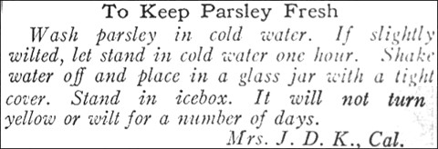 Tips for keeping parsley fresh